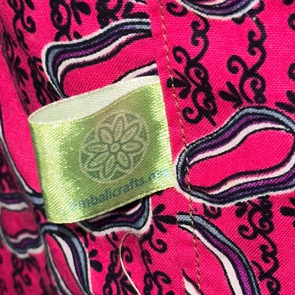 Global Mamas Pink Purple Batik Print Cotton Apron with Front Pocket Fair Trade